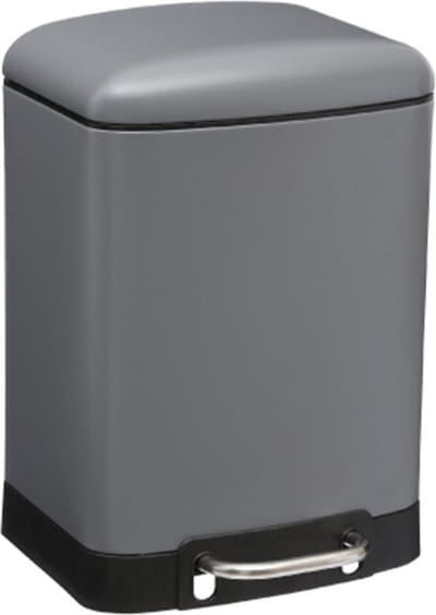 5Five Prullenbak/pedaalemmer - donkergrijs - metaal - 6 liter - 23 x 22 x 32 cm - toilet/badkamer