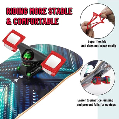Skateboard training accessoires set van 4, beschermringen en wielen voor veilig en snel skaten voor beginners en tieners (rood)