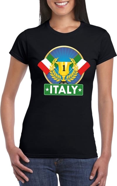 Zwart Italiaans kampioen t-shirt dames - Italie supporter shirt S