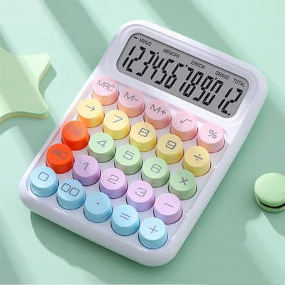 Toetsenbord Rekenmachine Kantoor 12-cijferig Mechanische Knoppen Rekenmachine Schattige Snoepkleur Schoolbenodigdheden Studenten/Financiën Kantoorartikelen