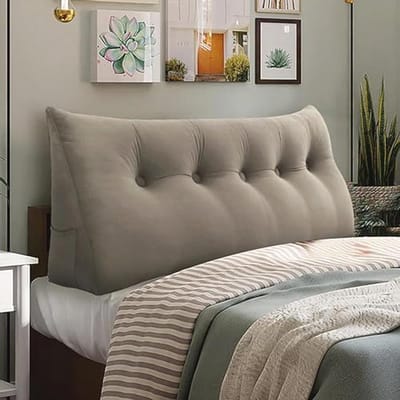 Groot Driehoekig Kussen voor Bed, Hoog Rugleuning Kussen voor TV Kijken en Lezen, Verkrijgbaar in Diverse Maten, Lichtbruin, 120 cm
