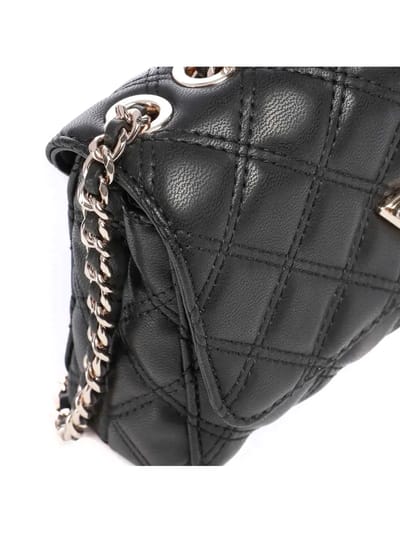 Guess Giully ii Mini Convertible Flap Vrouw Zwart gewatteerde met ketting schouder
