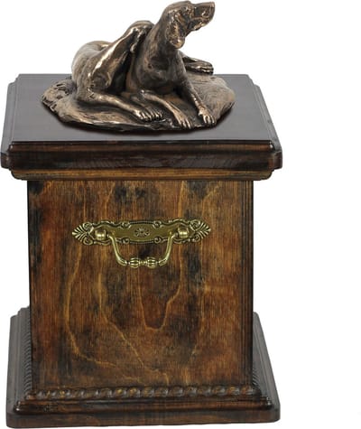 Elegante urn voor Weimaraner met beeldje in klassieke stijl