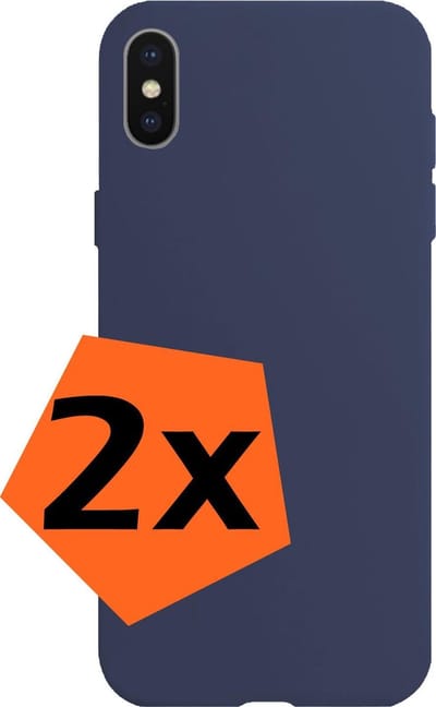 Hoes - 2 Stuks - Geschikt voor Apple iPhone X - Sterk & Shockproof - Case Siliconen - Back Cover - Telefoon Hoes - Donkerblauw