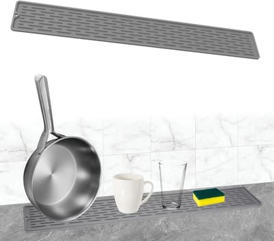 Allecto - Afdruipmat - Gootsteenbescherming - Siliconenmateriaal - Grijs - Spatbescherming - Geschikt voor Keuken - Afdruipmat 70 x 5 x 0,5 cm