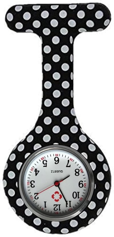 Fako® - Verpleegstershorloge - Zusterhorloge - Verpleegster Horloge - Siliconen Print - Stippen Zwart