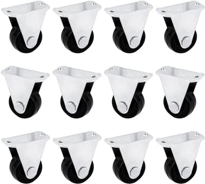 12x Zware Bureaustoel Wielen Zwart 1 Inch Zwenkwielen Vast met Montageplaat