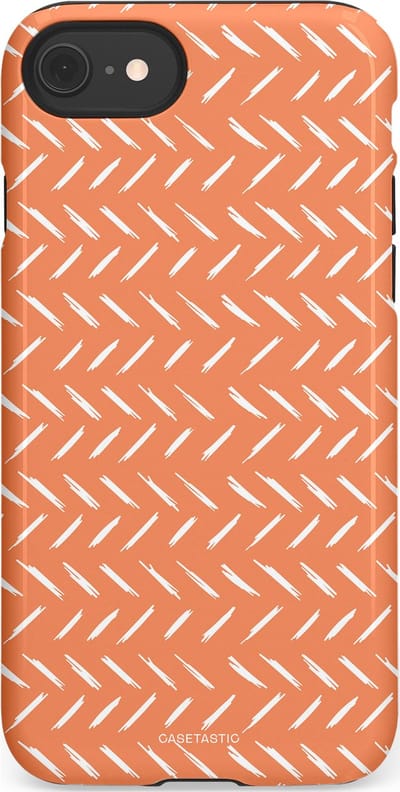 Casetastic hoesje geschikt voor Apple iPhone SE / Apple iPhone 7 / Apple iPhone 8 - Dubbellaagse bescherming - Oranje Witte Nederland Cross Patroon - Fashion Case - Terracotta Zand