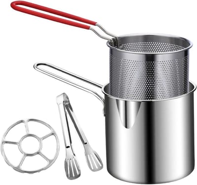 Frituurpan - Koekenpan - Thuis Frituren - Roestvrij Staal - Compact - Meerkleurig