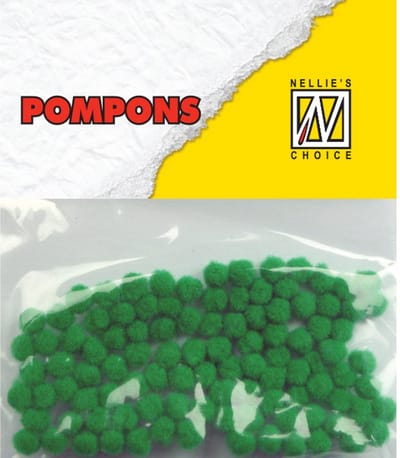 Nellie Snellen Pompoms Mini - 3mm - 100stuks - Col.1919 Christmas Groen