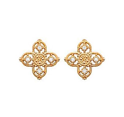 Montebello Oorbellen Alma - 925 Zilver Verguld - Vintage - Bloem - ∅12mm
