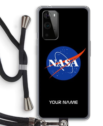 Gepersonaliseerd - Case Company® - Hoesje met koord geschikt voor OnePlus 9 Pro hoesje met Koord - NASA - Telefoonhoesje met Zwart Koord - Bescherming aan alle Kanten en Over de Schermrand