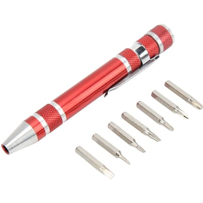 Zakformaat Schroevendraaier 8 in 1 Mini Hand Pen Schroevendraaier Magnetisch Type Multifunctioneel voor Fijne SchroevenRood red