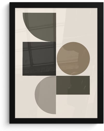 Poster in lijst - Fotolijst 30x40 cm - Posters - Aardetinten - Abstracte compositie - Eenvoudige vormen - Posterlijst zwart - Decoratie - Wanddecoratie woonkamer - Muurdecoratie slaapkamer