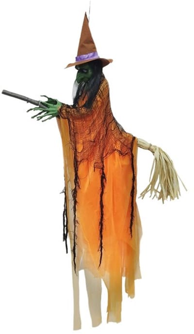 Halloween Hangdecoratie: Vliegende Heks op bezem - 80cm