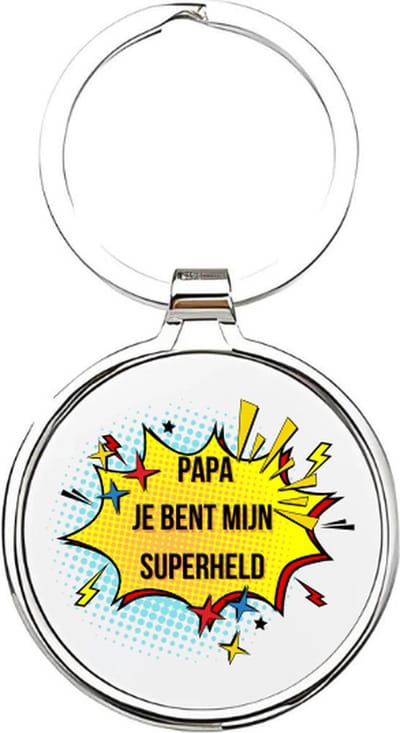 Akyol - Papa je bent mijn superheld Sleutelhanger - papa - Vaders - Vader sleutelhanger - Papa sleutelhanger - Sleutelhanger papa - Familie sleutelhanger - Vaderdag cadeautje - Papa cadeau - Dad - stiefvader - schoonvader - Fathersday - 4 x 7,5 CM