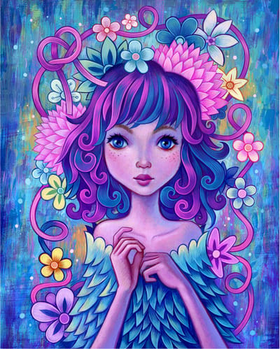 Diamond Painting Set - In Your Mind - Meisje Bloemen - incl. Pen & Wax - 40x50cm