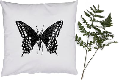 Sierkussens - Kussentjes Woonkamer - 40x40 cm - Vlinder - Dieren - Retro - Zwart wit
