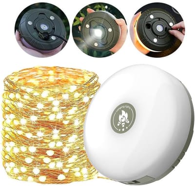 Kampeerlamp, 4-in-1 lichtsnoer, 10 m draagbare buitenverlichting met meerdere lichtstanden, tentlamp, Noodverlichting, festivaldecoratieverlichting, voor kamperen, binnenplaats, feest, USB, warm wit licht