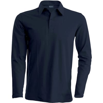 Herenpoloshirt met knopen en lange mouwen Donkergrijs - L