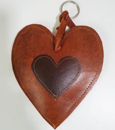 Toetie & Zo Handgemaakte Leren Hanger Hart Bruin, kerstmis, kersthanger, kerstaccessoires, kerstdecoratie