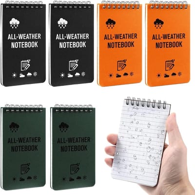 SnelShoppen - Waterproof Mini Notebook Set van 6 A7 Spiral Notebooks - 100% Waterdicht, Ideaal voor Reizen, School en Werk - Kleur: Geel-Groen, Oranje