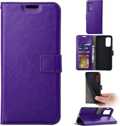 LuxeBass Boekhoesje en 2x Screenprotector geschikt voor iPhone 13 Pro Max - Paars gsm hoesje - telefoonhoes - telefoonhoesjes