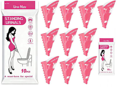 ECTEATOY® 20 Stuks Wegwerp Plastuiten voor Vrouwen - Ergonomisch Plasmatje - Staand Plassen voor Reizen - roze