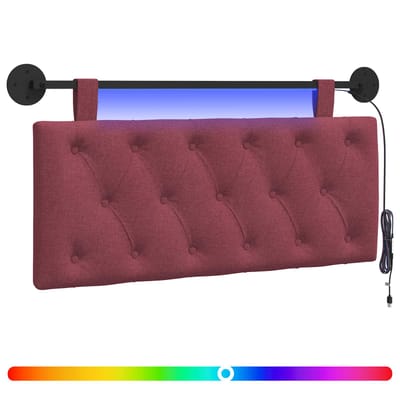 vidaXL - Hangend - hoofdbord - Met - LED-verlichting - Wijnrood - Stof