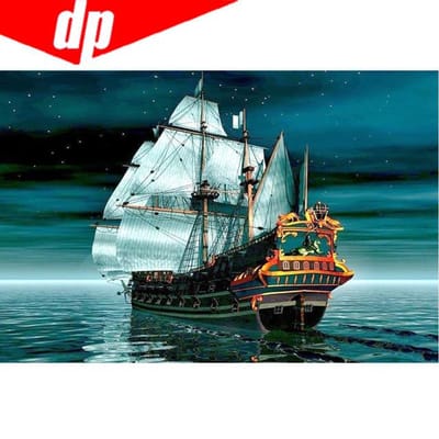 5D diamant rond motif bateau de mer diamant broderie broderies diamant peinture 20X30 blue