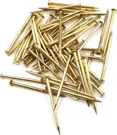 Stalen Pennen - Messing Spijkers - Bevestigingen Klussen - Kleine Lenskop - 30 mm Lengte - Messing
