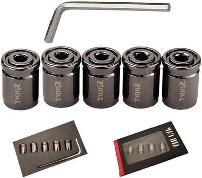 Universele Ventieldop Set van 5, Zinklegering, Antidiefstal en Stofdicht voor Auto en Motorfiets, Zwart
