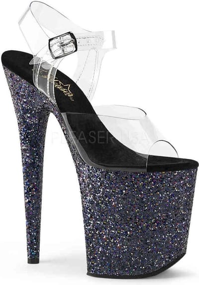 Pleaser - FLAMINGO-808LG Sandaal met enkelband, Paaldans schoenen - Paaldans schoenen - 36 Shoes - Zwart/Multicolours