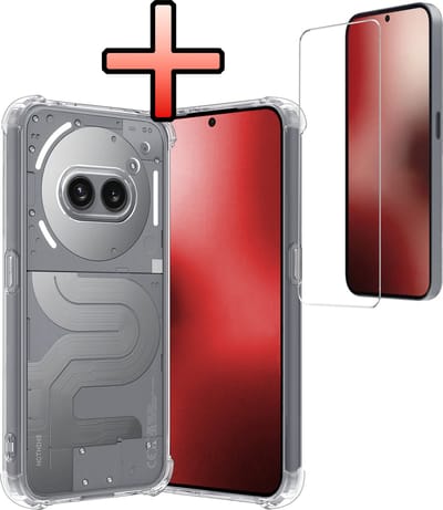 Hoesje - Met Screenprotector - Geschikt voor Nothing Phone (2a) - Sterk & Shockproof - Siliconen Case - Back Cover - Telefoon Hoes - Shock Proof - Transparant