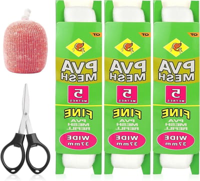 3 Stuks 5m PVA Mesh Vulling met Scharen voor Karpers - Wateroplosbare PVA Zak, Karpvisaccessoires en Karpvisnetten voor Nauwkeurige Aasdistributie