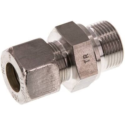 G 3/4'' Buitendraad x 16S RVS Rechte Knelfitting 400 Bar DIN 2353 - FL2S-MO-ST-034G-16-S