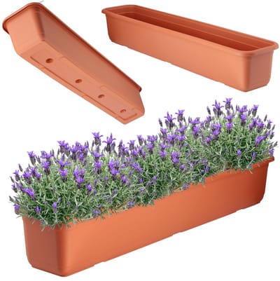 KADAX Bloembak 80 cm, terracotta, balkonbak van hoogwaardige kunststof, plantenbak voor binnen en buiten, bloempot voor balkon, terras en vensterbank