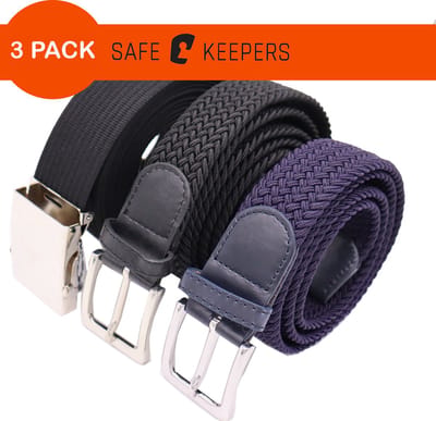 SK Elastische Riem - Stretch- Gevlochten - Koppelriem - 3 Stuks