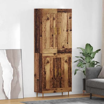 vidaXL - Highboard - Oud - Hout - 69,5 - x - 34 - x - 180 - cm - Bewerkt - hout