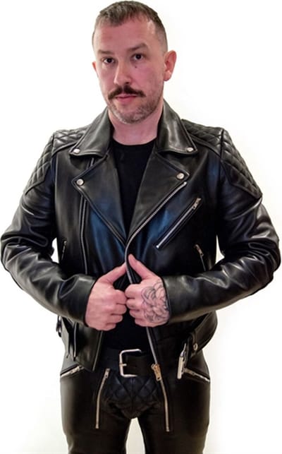 Mister B lederen motor jacket met opvulling - zwart - small
