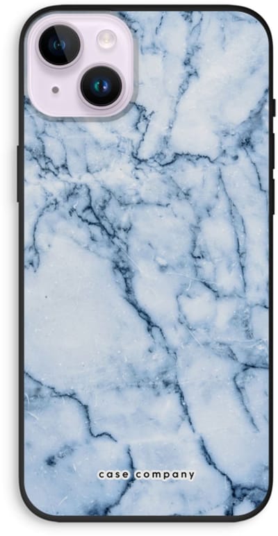 Case Company® - Hoesje geschikt voor iPhone 14 Plus hoesje - Blauw marmer - Biologisch Afbreekbaar Telefoonhoesje - Bescherming alle Kanten en Schermrand