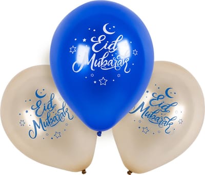 Boland - Set 6 latex ballonnen 'Eid Mubarak' - Multi - Knoopballon