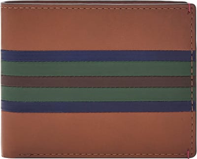 FOSSIL Portemonnee Bronson FPW Bifold Wallet Colorful Stripes Bruine
