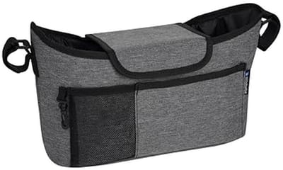Kinderwagen Organizer en Buggy Tas in Grijs/Zwart