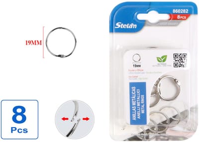 Decopatent - 8 Stuks Metalen Sleutelringen met opening - Klikringen - Boekringen - Bindringen - Stelam Scharnierring - Cipiersring Sleutelringen - Flashcard Ringen - Splitringen - Metaal Vernikkeld - Ø19mm - 1.9x1.9 Cm