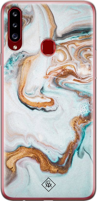Casimoda® hoesje - Geschikt voor Samsung A20s - Marmer Blauw Goud - Backcover - Siliconen/TPU - Blauw