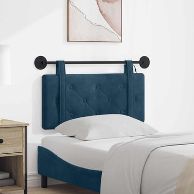 vidaXL - Hangend - hoofdbord - Met - LED-verlichting - Blauw - Fluweel