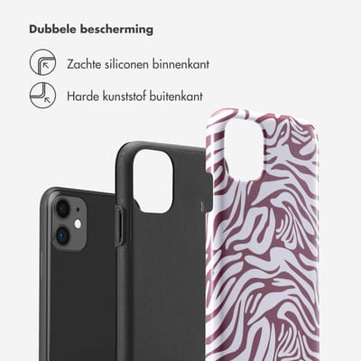 Selencia Hoesje - Geschikt voor Apple iPhone 11 - Backcover - Trippy Swirl Dark Rose
