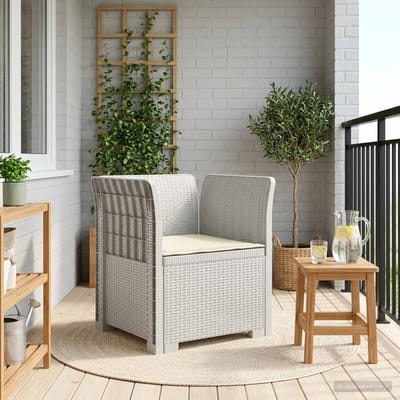 vidaXL - Eén-zits - Fauteuil - met - Kussen - Rieten - Look - PP - Wit