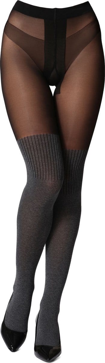 Bellivalini Dames Panty - 60 DEN - Halsterloos - Polyamide - BLV-GI-1111 - Donker melange - S